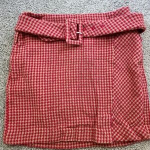 Mango Red Houndstooth Skirt